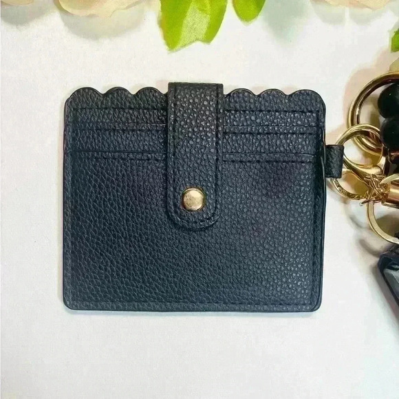 Wristlet Card Wallet Bracelet with travel size sanitizer case in Black - Picture 5 of 6